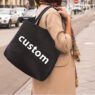 Custom logo large black grocery super sturdy handbag eco friendly recycled reusable organic calico cotton canvas blank tote bag