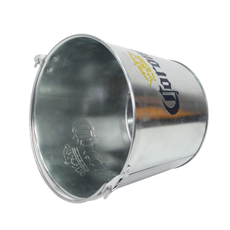 Metal galvanized iron ice bucket beer champagne wine cooler ice tin bucket for bar using with bottle opener