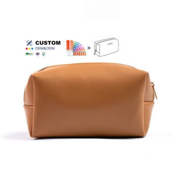 Portable waterproof storage purse minimalism travel makeup bag fashion letter pu leather cosmetic bag for women girl daily use