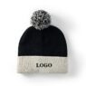 Custom logo jacquard acrylic knitted bobble beanie hat warm winter pom pom beanie