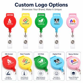 custom durable plastic retractable id badge reel 1