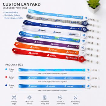 custom logo polyester lanyard with retractable badge
