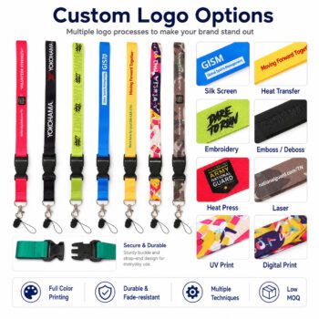 custom polyester lanyard with id badge holder for events office 1