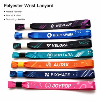 custom polyester wrist lanyard with security slider