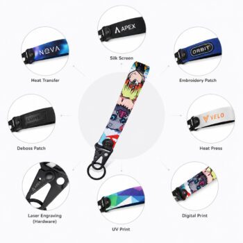 custom polyester wrist strap keychain portable short lanyard 1