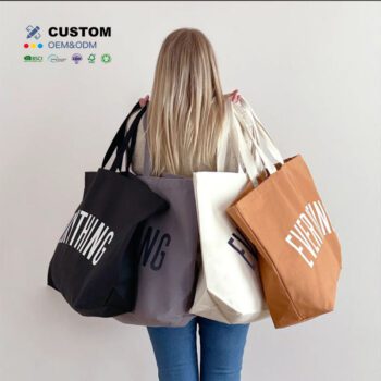 custom printed heavy duty cotton canvas grocery tote bag