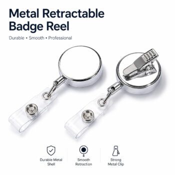 zinc alloy retractable badge reel with clip
