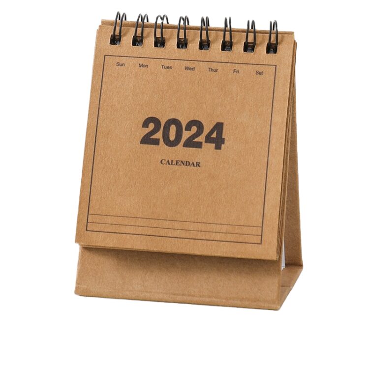 2024 mini desk calendar english kraft paper simple calendar schedule planner daily plan tabletop decoration
