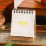 2024 mini desk calendar english kraft paper simple calendar schedule planner daily plan tabletop decoration