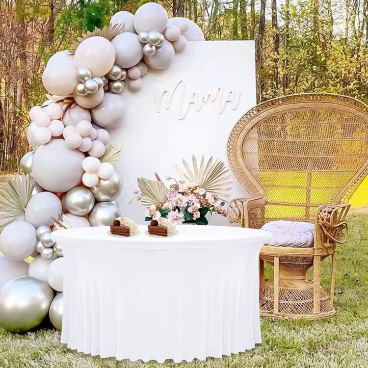 Hot sale polyester table cloth wrinkle resistant wedding decoration round tablecloth with skirt