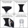 Custom logo stretch black dark spandex high bar cocktail table cloths top covers with skirt style open back 6ft 8ft round
