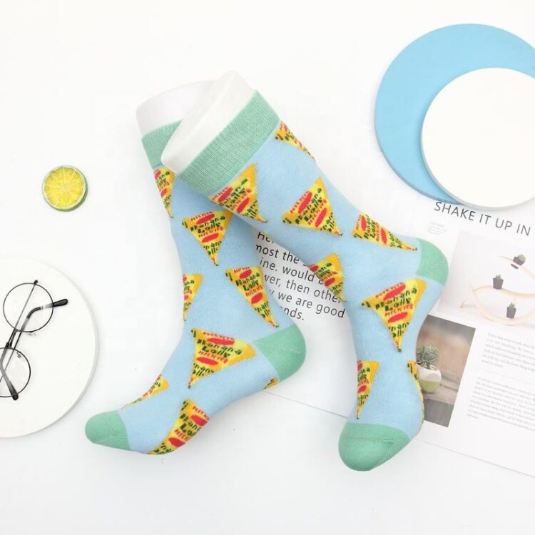 Low moq cheap multi-style crew all over printed custom logo happy socks