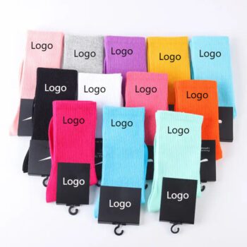 High quality unisex embroidery jacquard cotton sports custom logo socks for men