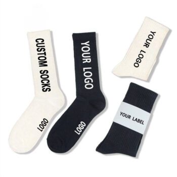 Oem custom design embroidered print ribbed cotton crew men's custom socks