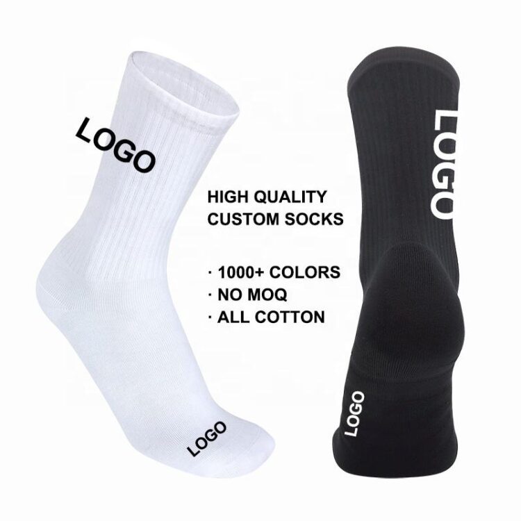 Low moq custom logo athletic men`s tube white womens sports socks