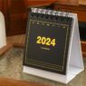 2024 mini desk calendar english kraft paper simple calendar schedule planner daily plan tabletop decoration