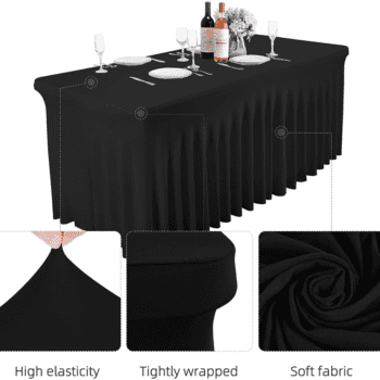 Stretch rectangle tablecloth spandex table skirts long tables washable wrinkle resistant 6ft 4ft 8ft fitted table