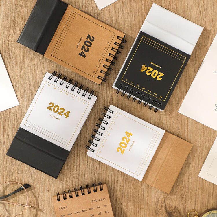 2024 mini desk calendar english kraft paper simple calendar schedule planner daily plan tabletop decoration