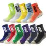 Custom terry adult anti slip soccer football long knee high sport socks with grip