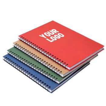 Custom logo print a5 kraft paper cover with printed spiral notebook cover coil notebook a5 cheap promotion notebook