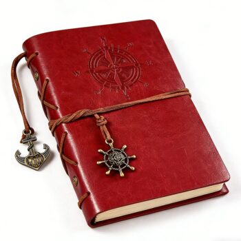 A6 vintage leather cover journals handmade travel kraft paper blank notebook