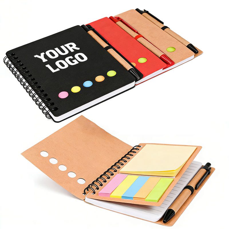 Customizable logo kraft notepad with pen memo sticky notes spiral notebook printed promotion custom notepads with pen Customizable logo kraft notepad with pen memo sticky notes spiral notebook printed promotion custom notepads with pen