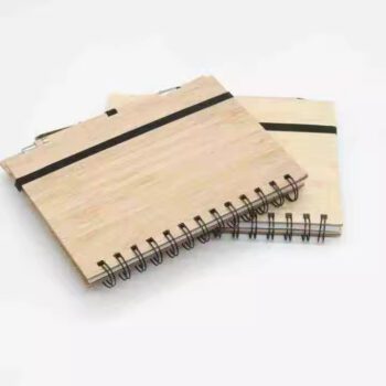 Eco friendly recycled bamboo cover notebook printing laser engraved personalised memo wood journal spiral notebook gift