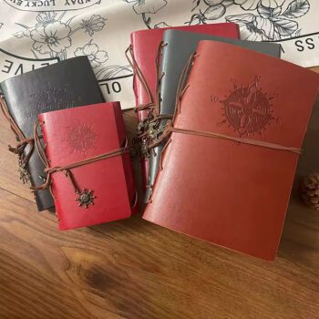 A6 vintage leather cover journals handmade travel kraft paper blank notebook