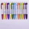 Soft rubber grip banner pen with cmyk full color print on both side, pulling out flag banner ball pen