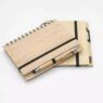 Eco friendly recycled bamboo cover notebook printing laser engraved personalised memo wood journal spiral notebook gift