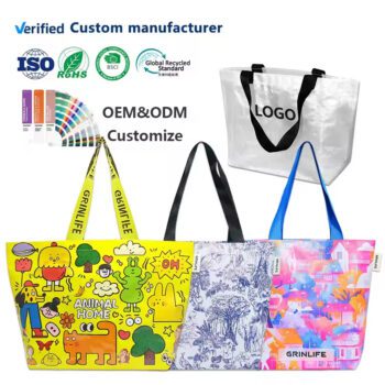 Hot sale custom printed logo tote shopping bag eco-friendly recyclable polypropylene (pp) laminated woven bag