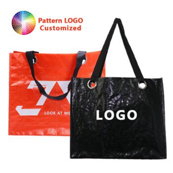 Custom eco-friendly tote bag with pp woven plastic handle reusable fashionable promotion shopping pouch for gifts