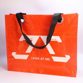 Custom eco-friendly tote bag with pp woven plastic handle reusable fashionable promotion shopping pouch for gifts