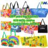 Custom eco-friendly tote bag with pp woven plastic handle reusable fashionable promotion shopping pouch for gifts
