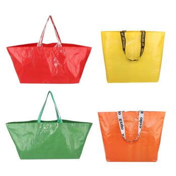 Wholesale unique sewn film custom printed logo laminated recycle polyester pp woven shoppingg bag with handles