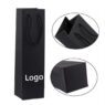 Reusable portable black cardboard paper bag with handle - logo customized, ideal as wine beverage gift bag & black shipping bag