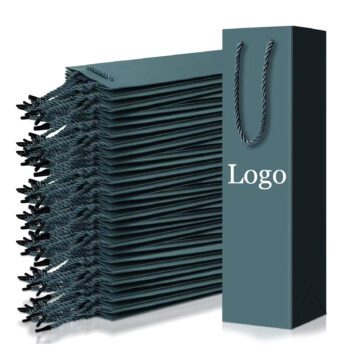 Luxury champagne wine gift paper bag recyclable green wine bottle kraft paper bag durable shopping paper wine bag