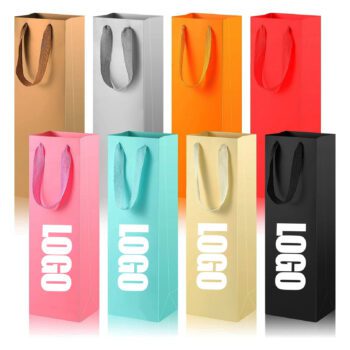Colorful wine single bottle with handle weddings birthdays christmas party supplies custom red wine paper bag