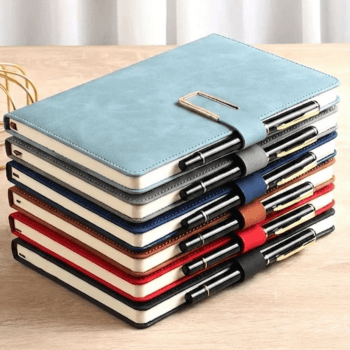 a5 blue leather journal with magnetic buckle
