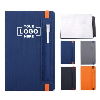a5 pu leather notebook with pen holder