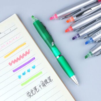 gourd shaped plastic ballpoint pen with highlighter 1
