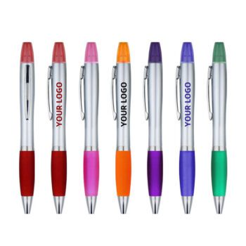 gourd shaped plastic ballpoint pen with highlighter