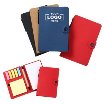 sticky memo set notepads with snap button and pen