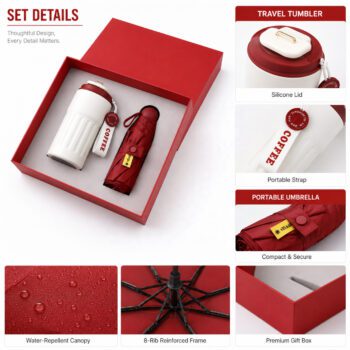 2 in 1 corporate gift set coffee cup 450ml umbrella 1