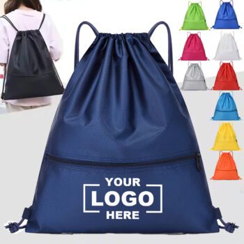210d polyester sports drawstring backpack bag