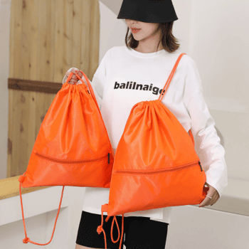 210d polyester sports drawstring backpack bag