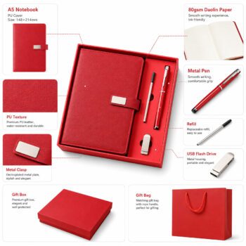 3 in 1 a5 notebook gift set with metal pen usb flash 1