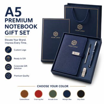 3 in 1 a5 notebook gift set with metal pen usb flash