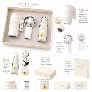 3 in 1 business gift set with tumbler fan umbrella 1