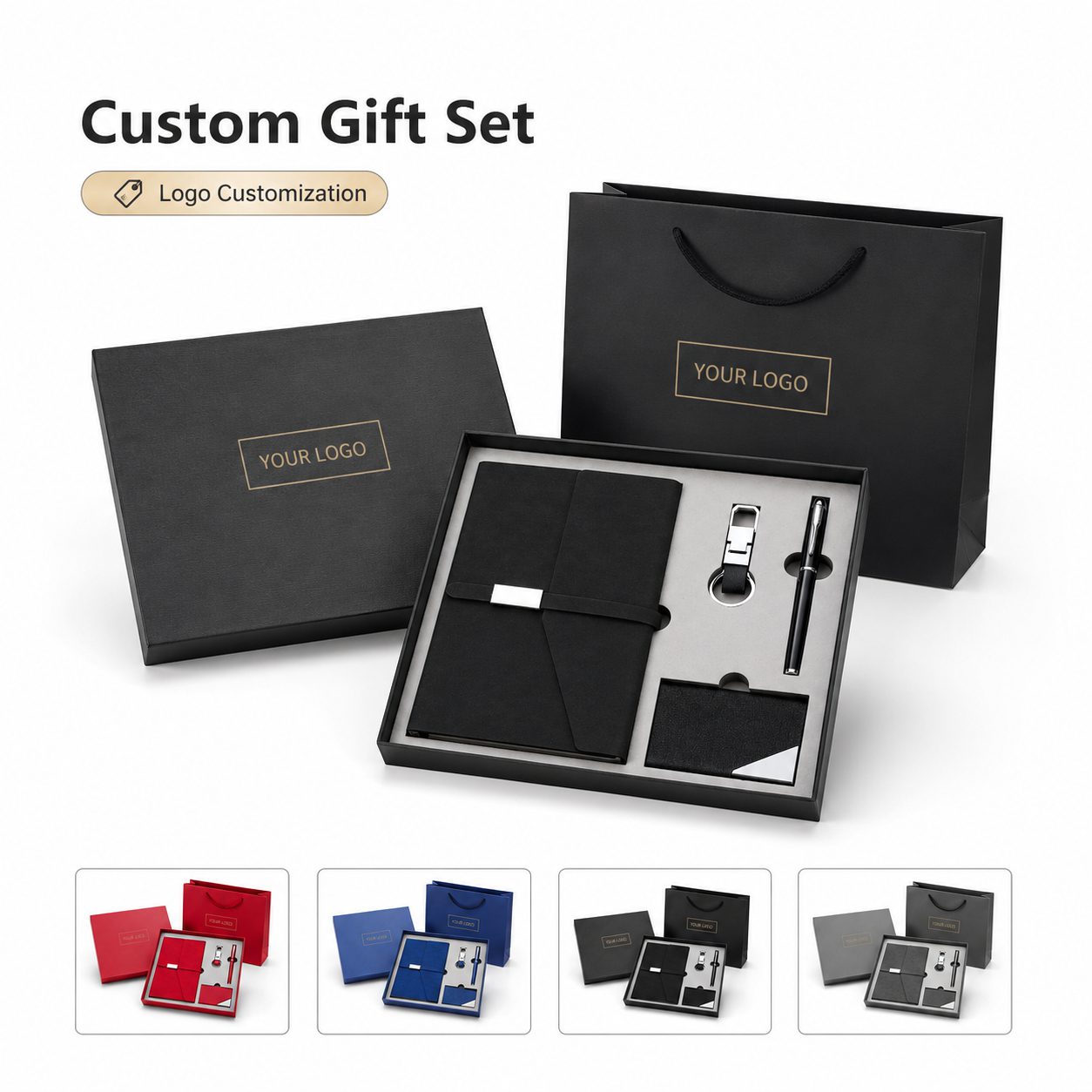 4 in 1 gift set notebook pen keychain card holder 4 in 1 gift set notebook pen keychain card holder